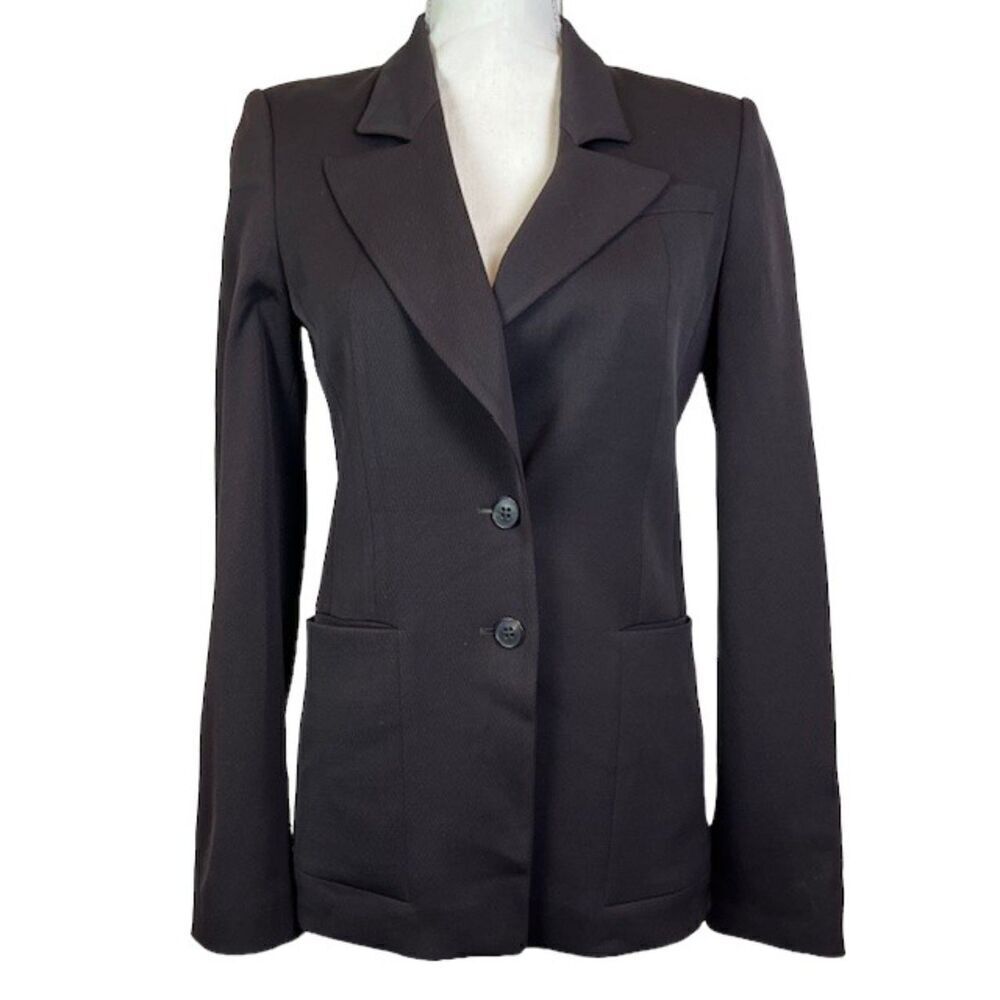 Boss‎ Hugo Boss Ribbed Knit Lined Blazer Black Fitted 2-Button Pockets Small